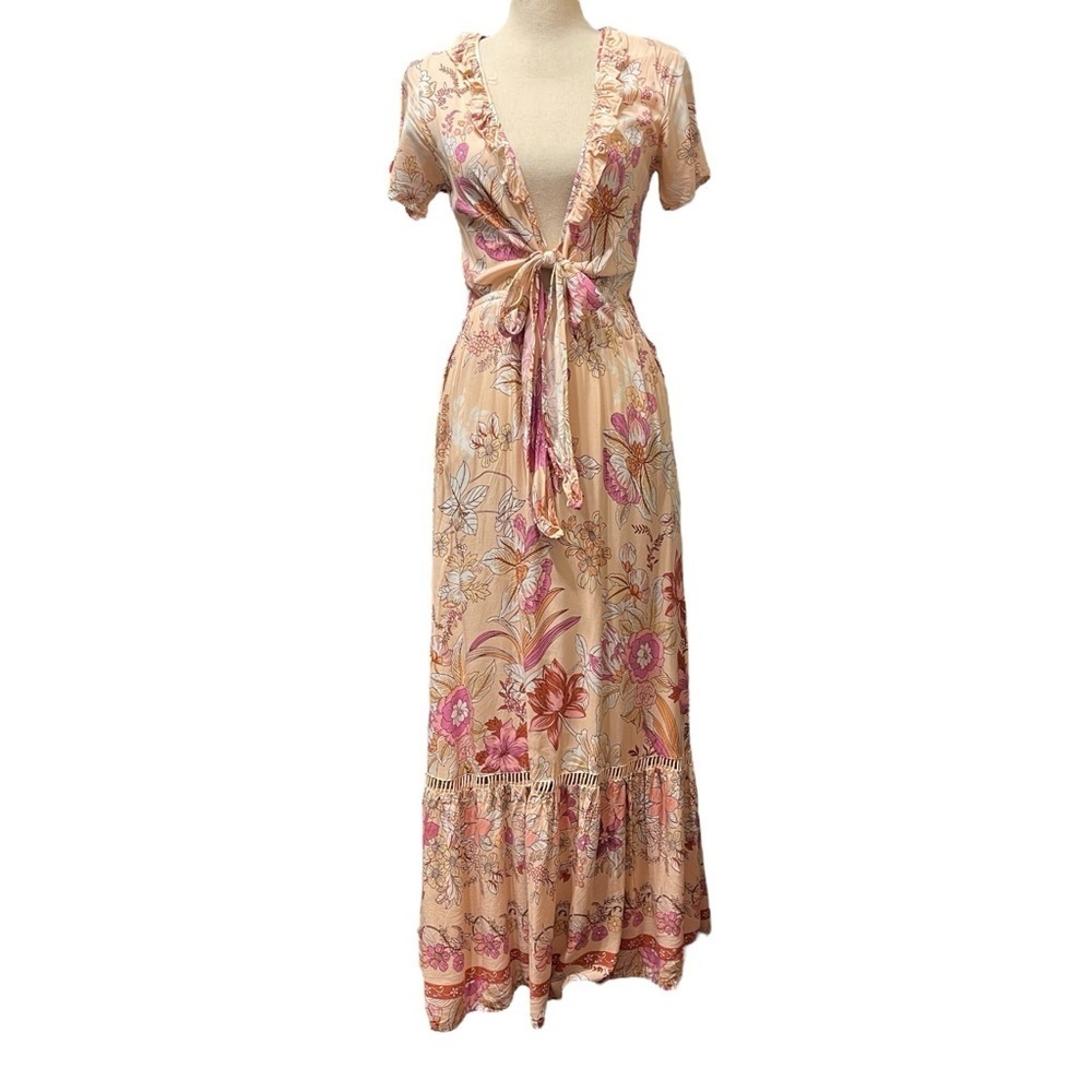 Shareen Collections Floral‎ Print Extra Low Neckline Lightweight Summer Dress S